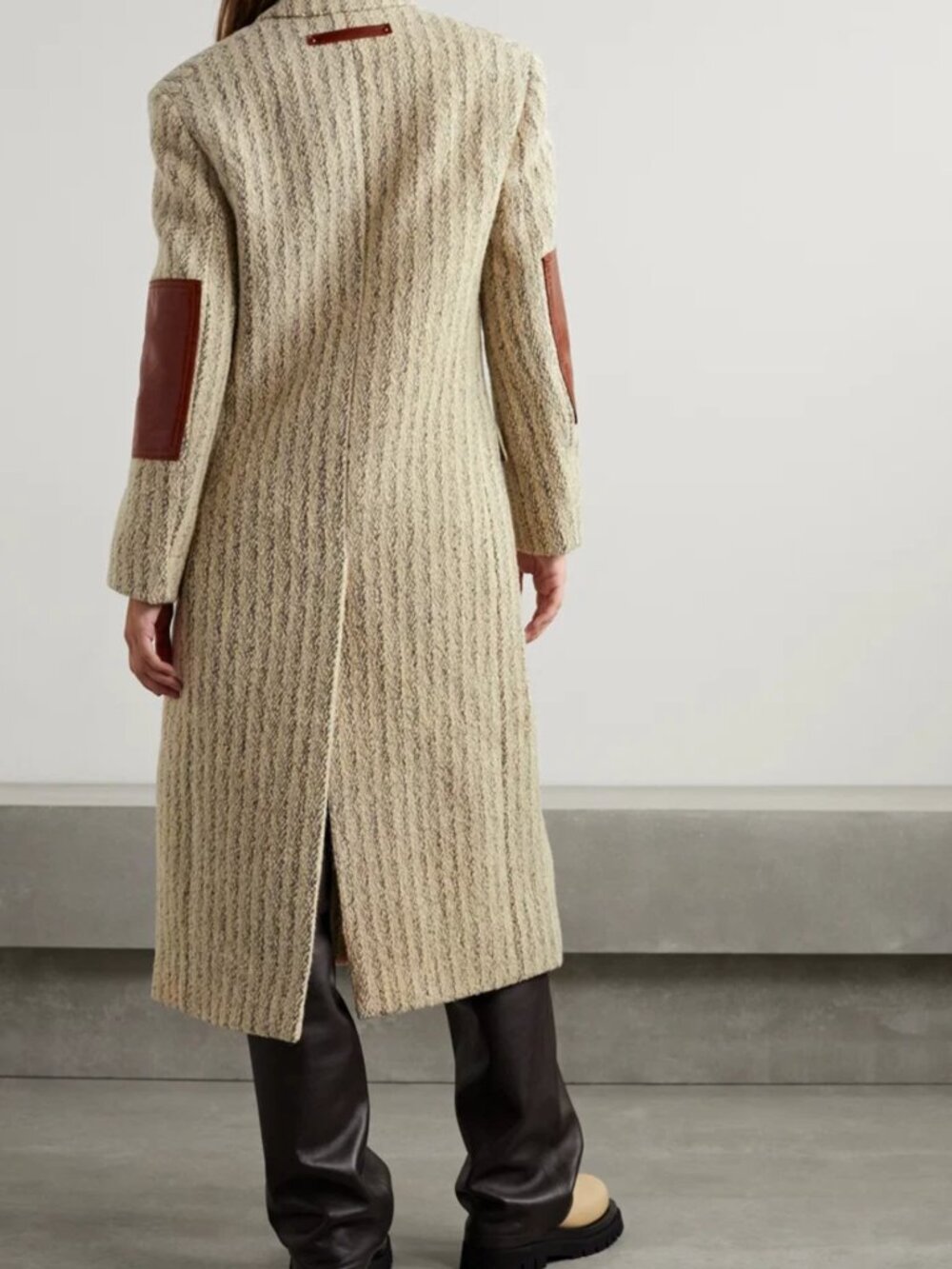 Acne Studio  Leather-Trimmed Wool-Blend Tweed - Picture 9 of 10